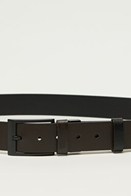 %100 Deri Siyah-Kahve Kemer - Black & Brown-W221447978 (görsel 2)