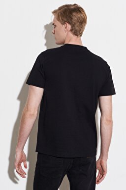Regular Fit Normal Kesim %100 Pamuk Bisiklet Yaka Siyah Tişört - Black-W221481001 (görsel 8)