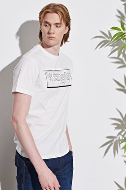 Regular Fit Normal Kesim %100 Pamuk Bisiklet Yaka Kırık Beyaz Tişört - Off White-W222004102 (görsel 4)
