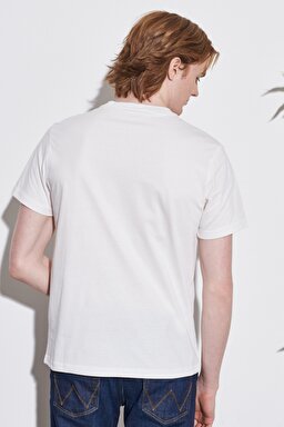 Regular Fit Normal Kesim %100 Pamuk Bisiklet Yaka Kırık Beyaz Tişört - Off White-W222004102 (görsel 5)