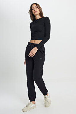 Regular Fit Normal Kesim %100 Pamuk Siyah Jogger Eşofman Altı - Black-W222090001