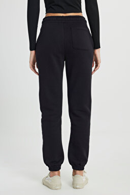 Regular Fit Normal Kesim %100 Pamuk Siyah Jogger Eşofman Altı - Black-W222090001 (görsel 4)