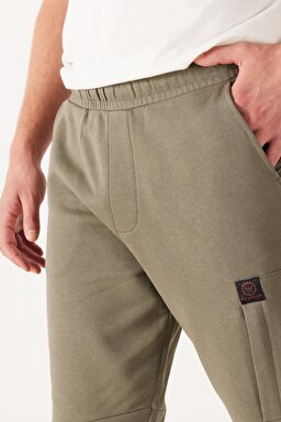 Regular Fit Normal Kesim %100 Pamuk Haki Jogger Eşofman Altı - Khaki-W222104801 (görsel 5)