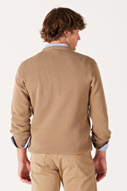 Regular Fit Normal Kesim Bisiklet Yaka Camel Tirko Kazak - Clay-W22210660 (görsel 8)