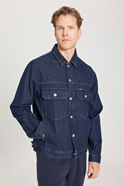 Trucker Regular Fit Normal Kesim İndigo Esnek Jean Kot Ceket - İndigo-W222197TF (görsel 2)