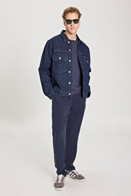 Trucker Regular Fit Normal Kesim İndigo Esnek Jean Kot Ceket - İndigo-W222197TF (görsel 3)