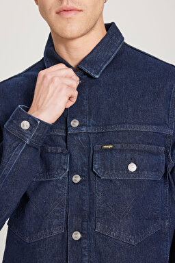 Trucker Regular Fit Normal Kesim İndigo Esnek Jean Kot Ceket - İndigo-W222197TF (görsel 5)