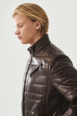 Regular Fit Normal Kesim %100 Deri Ceket - Brown-W222232220 (görsel 3)