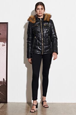 Regular Fit Normal Kesim %100 Deri Siyah Ceket - Black-W222235001