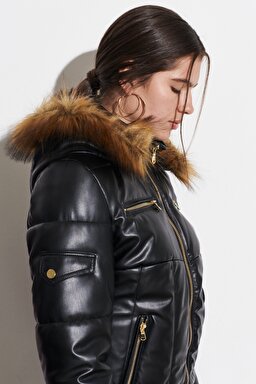 Regular Fit Normal Kesim %100 Deri Siyah Ceket - Black-W222235001 (görsel 4)