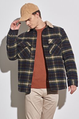 Regular Fit Normal Kesim Gömlek Yaka Kaşe Ceket - Khaki-W222316801 (görsel 2)