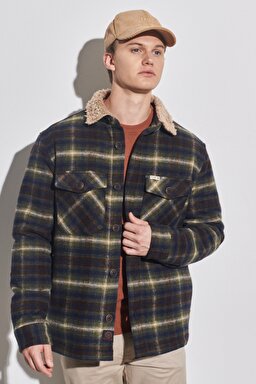 Regular Fit Normal Kesim Gömlek Yaka Kaşe Ceket - Khaki-W222316801 (görsel 3)