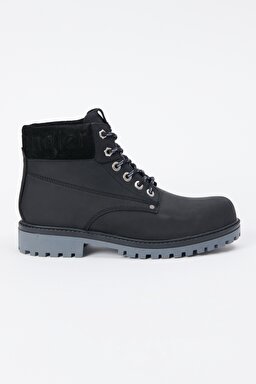 %100 Deri Siyah Nubuk Casual Bot - Black-W222428001 (görsel 2)