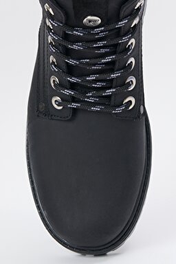 %100 Deri Siyah Nubuk Casual Bot - Black-W222428001 (görsel 3)