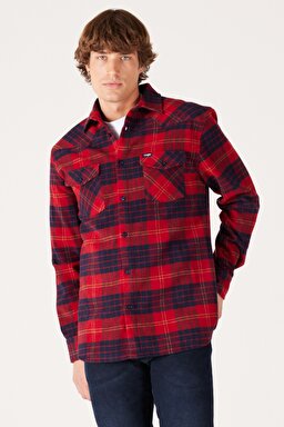 Regular Fit Normal Kesim Uzun Kollu Kırmızı Gömlek - Red-W222470600