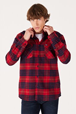 Regular Fit Normal Kesim Uzun Kollu Kırmızı Gömlek - Red-W222470600 (görsel 4)