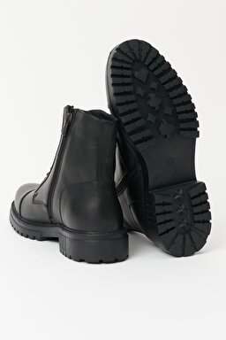%100 Deri Siyah Postal Bot - Black-W222520001 (görsel 4)