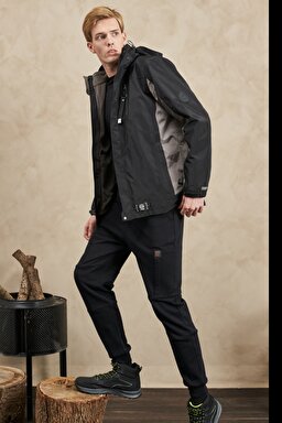 All Terrain Gear Regular Fit Normal Kesim Kapüşonlu Siyah Parka Ceket - Black-W222539001 (görsel 3)