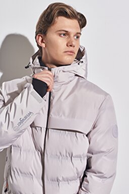 All Terrain Gear Regular Fit Kapüşonlu Açık Gri Şişme Mont - Light Gray-W222547032 (görsel 2)