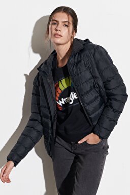 Regular Fit Normal Kesim Siyah Şişme Mont - Black-W222561001 (görsel 3)