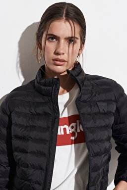 Regular Fit Normal Kesim Siyah Şişme Mont - Black-W222563001 (görsel 3)