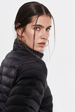 Regular Fit Normal Kesim Siyah Şişme Mont - Black-W222563001 (görsel 4)
