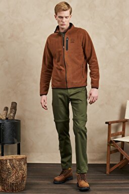 All Terrain Gear Regular Fit Normal Kesim Tam Fermuarlı Kahverengi Polar - Tobacco Brown-W222579SZ (görsel 2)