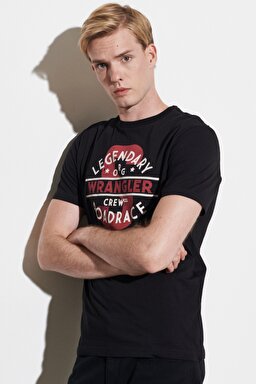 Regular Fit Normal Kesim %100 Pamuk Bisiklet Yaka Tişört - Black-W222580001