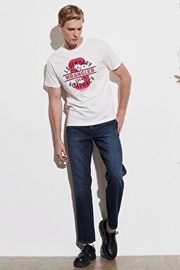 Regular Fit Normal Kesim %100 Pamuk Bisiklet Yaka Tişört - Off White-W222580102 (görsel 5)