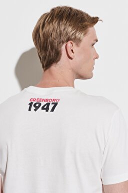 Regular Fit Normal Kesim %100 Pamuk Bisiklet Yaka Tişört - Off White-W222580102 (görsel 6)