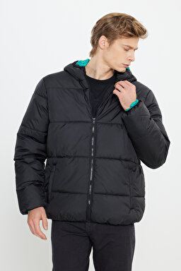 Regular Fit Normal Kesim Siyah Şişme Mont - Black-W222607001 (görsel 2)