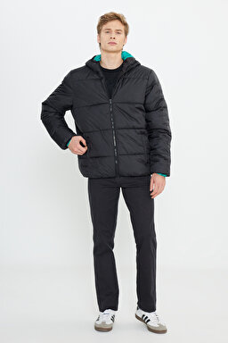 Regular Fit Normal Kesim Siyah Şişme Mont - Black-W222607001 (görsel 3)