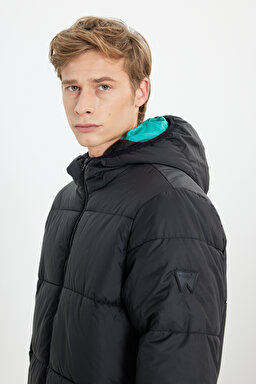 Regular Fit Normal Kesim Siyah Şişme Mont - Black-W222607001 (görsel 4)