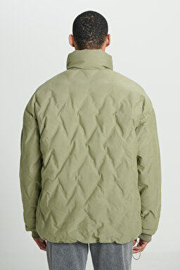 Regular Fit Normal Kesim Tam Fermuarlı Şişme Mont - Deep Lichen Green-W222627X1X (görsel 6)
