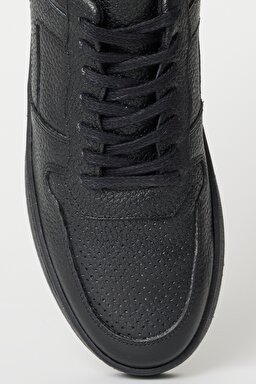 %100 Deri Siyah Flotter Sneaker Ayakkabı - Black-W222787001 (görsel 3)