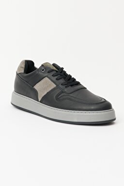 %100 Deri Sneaker Ayakkabı - Black-W222RDS001