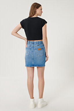 Regular Fit Denim Kot Etek - Blue-W22VJH28X (görsel 3)