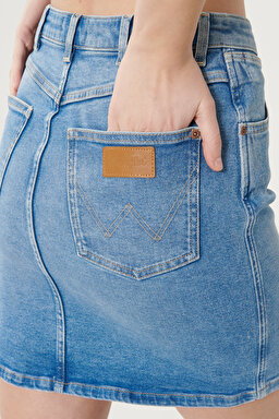 Regular Fit Denim Kot Etek - Blue-W22VJH28X (görsel 4)