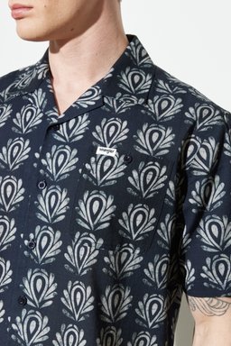 Regular Fit Normal Kesim %100 Pamuk Desenli Kısa Kollu Gömlek - Multi-W231057900 (görsel 5)