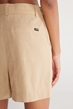 Regular Fit Normal Kesim %100 Pamuk Normal Bel Bej Şort - Beige-W231099614 (görsel 6)