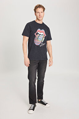 Loose Fit Rahat Kesim %100 Pamuk Bisiklet Yaka Siyah Tişört - Black-W231168001 (görsel 3)