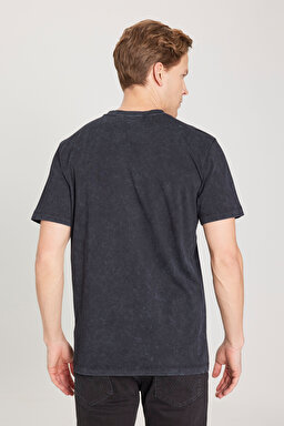 Loose Fit Rahat Kesim %100 Pamuk Bisiklet Yaka Siyah Tişört - Black-W231168001 (görsel 5)