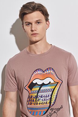 Loose Fit Rahat Kesim %100 Pamuk Bisiklet Yaka Camel Tişört - Camel-W231168211 (görsel 2)