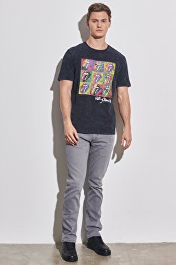 Regular Fit Normal Kesim %100 Pamuk Bisiklet Yaka Siyah Tişört - Black-W231169001 (görsel 5)