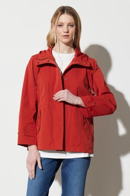 Regular Fit Normal Kesim Kapüşonlu Yaka Kırmızı Yağmurluk Ceket - Red-W231196600 (görsel 2)