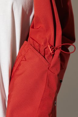 Regular Fit Normal Kesim Kapüşonlu Yaka Kırmızı Yağmurluk Ceket - Red-W231196600 (görsel 5)