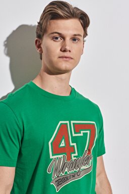 Regular Fit Normal Kesim %100 Pamuk Bisiklet Yaka Yeşil Tişört - Green-W231228300 (görsel 3)