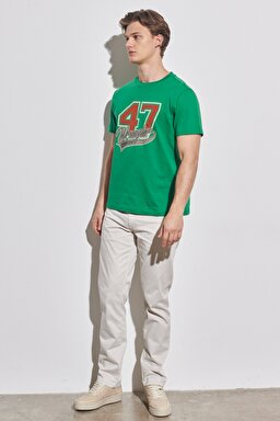 Regular Fit Normal Kesim %100 Pamuk Bisiklet Yaka Yeşil Tişört - Green-W231228300 (görsel 5)