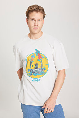 Loose Fit Rahat Kesim %100 Pamuk Bisiklet Yaka Gri Tişört - Light Stone-W231237811 (görsel 4)