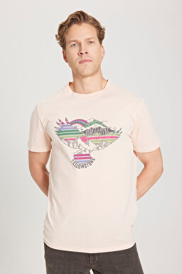 Regular Fit Normal Kesim %100 Pamuk Bisiklet Yaka Açık Pembe Tişört - Light Pink-W231243590